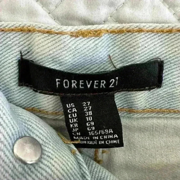 Forever 21 Stone Washed Jean Shorts Cutoffs Frayed Size S Destroyed Button Fly - Picture 5 of 5